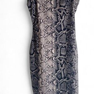 Fashion Nova Snake Print Midi Dress - Black and Cream